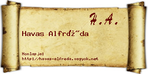 Havas Alfréda névjegykártya